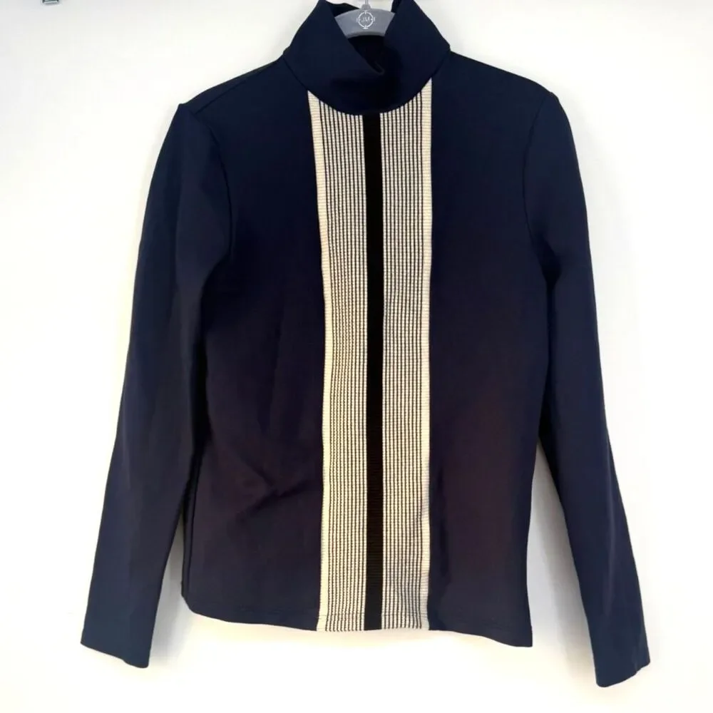Tory Burch Sport Pullover Navy 3/4 Zip Knit Long Sleeve XS